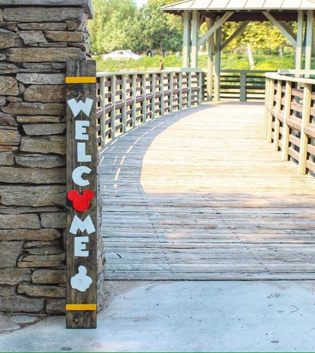 Mickey Mouse Welcome sign Disney rustic wood handmade hand painted Dodgers Rams