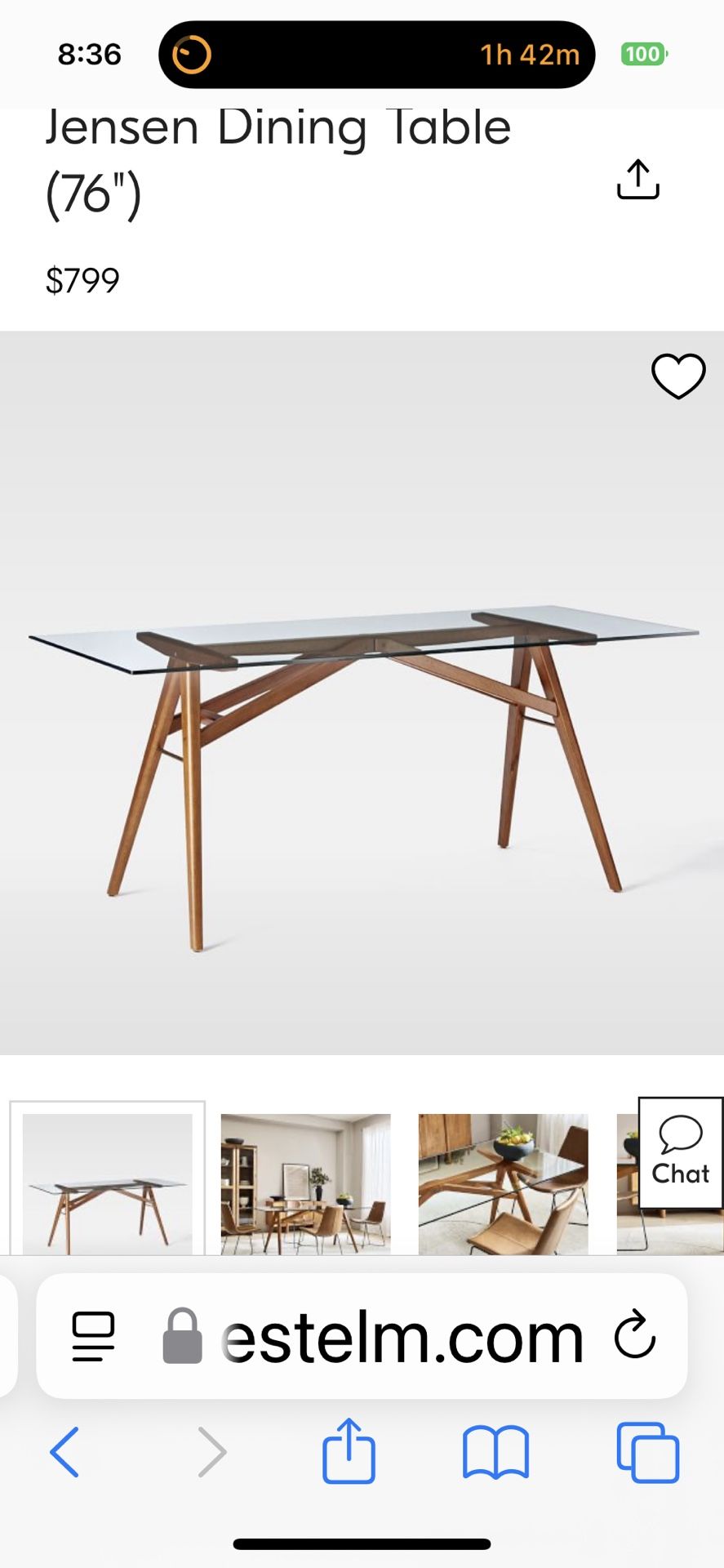 Beautiful glass dining table from West Elm