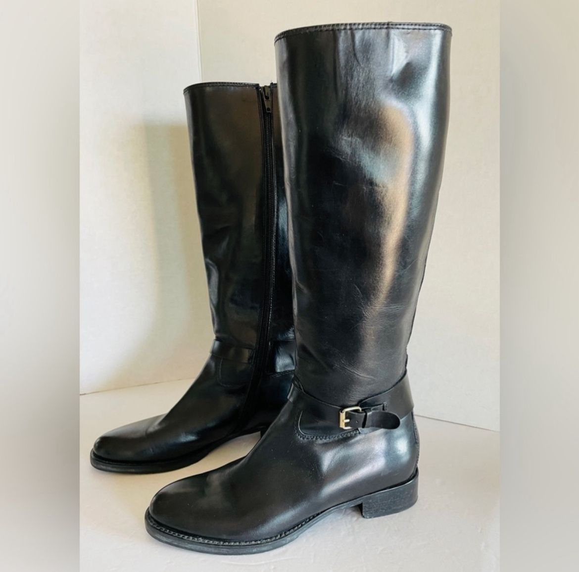 Luca Grossi Fatte a Mano, Knee Height Black Boots, Size 36.5 EU/6 US