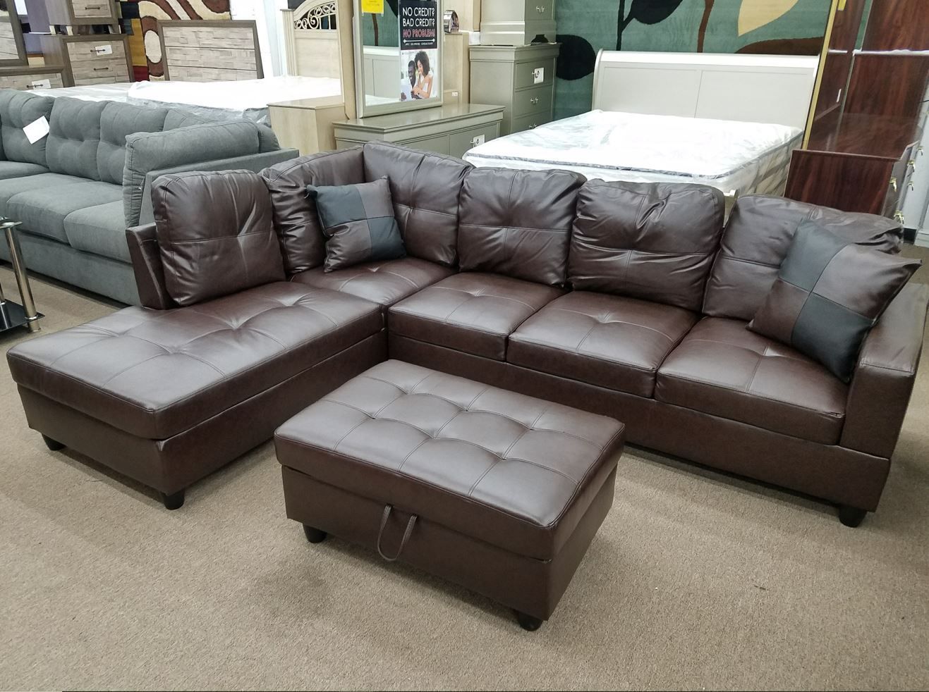 Free local curbside delivery espresso faux leather sectional set