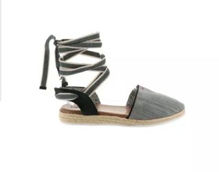 ED Ellen DeGeneres Women's Lourana Espadrille Flat Greige/Black Fabric 8.5 /38.5