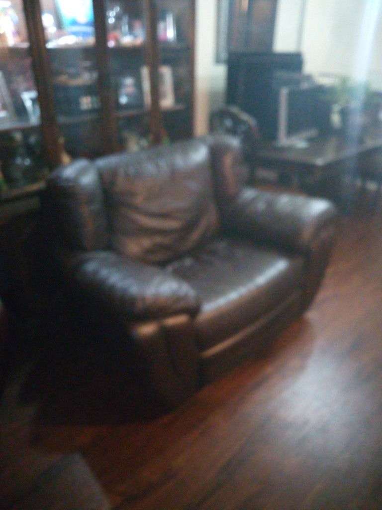 Oversize Recliner, Brown, Leather 