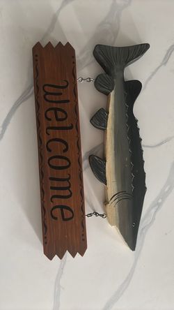 🎣Wooden Fish 🐟Welcome Sign Wall Decor