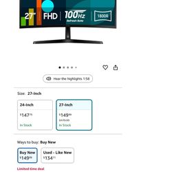 Samsung 27" Essential S3 100Hz Curved Monitor 