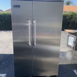 Viking 48” Stainless Steel Built In Side By Side Refrigerator 