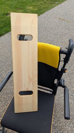 Lightweight Folding Transport Wheelchair (with Footrests) & Wooden Transfer Board Bundle