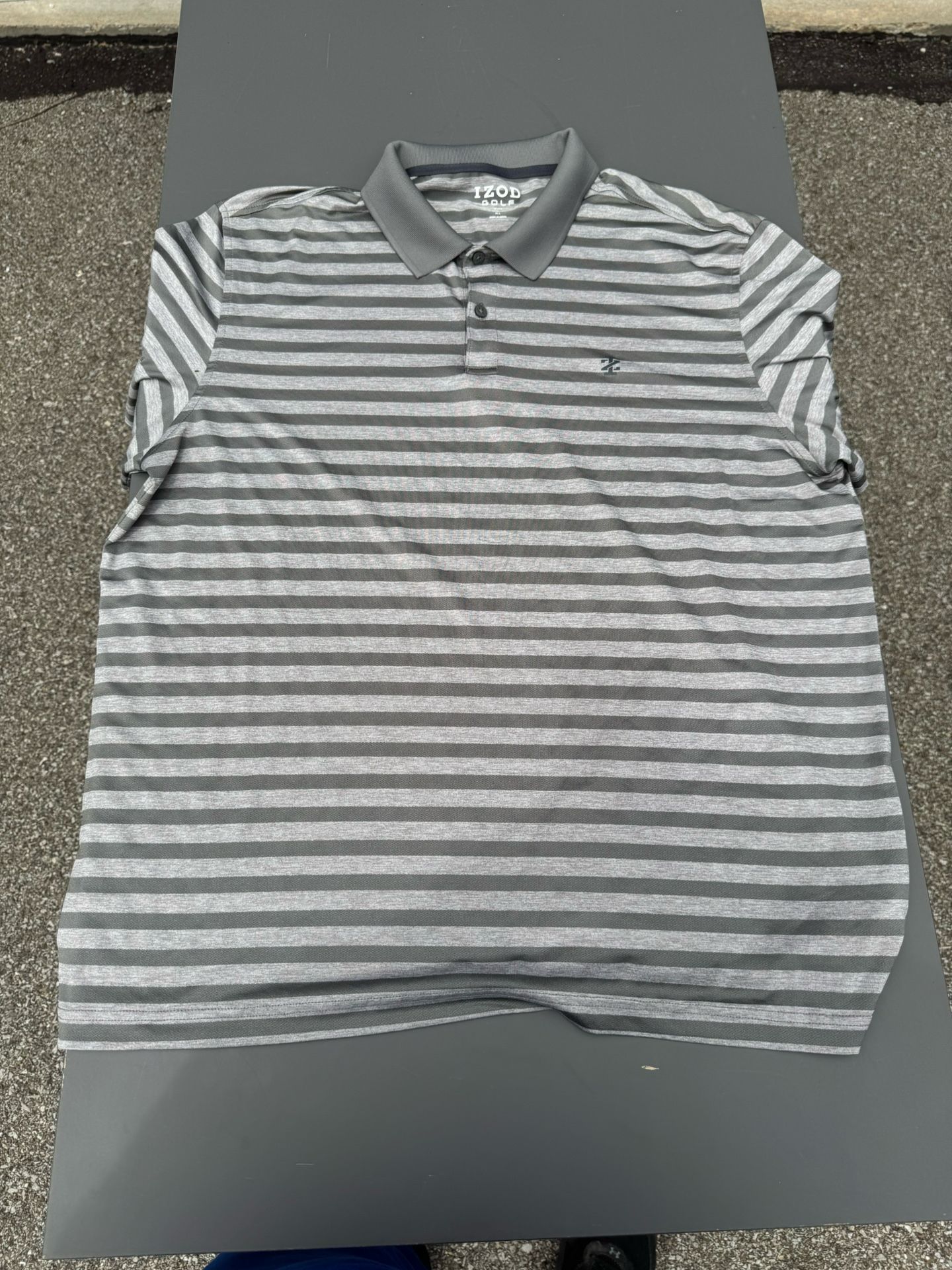 Izod Golf Shirt Mens XL Gray Striped Polo Performance Lightweight Short sleeve 