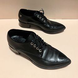 Women’s Chanel Black Leather Lace Up Shoes Size 38
