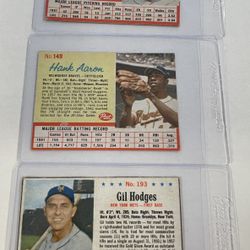 3 Post Cereal Baseball HOF From 1962&1963 Sandy Koufax, Hank Aaron, Gil Hodges