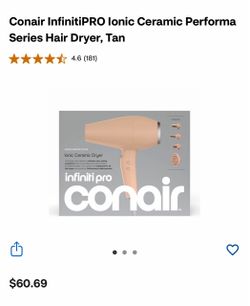 Conair InfinitiPRO Ionic CeramicPerforma Series Hair Dryer Tan New