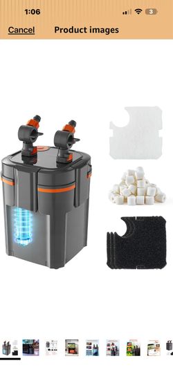 VEVOR 224.5GPH Canister Filter, 2-Stage External Aquarium Filter with Timed Light, Powerful Pump, Water Circulation Cleaning with Media for Large Fish