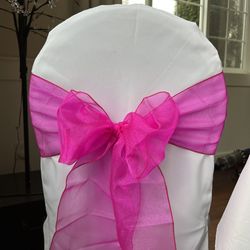 418 Hot Pink Organza Chair Sashes For Wedding Party Reception 