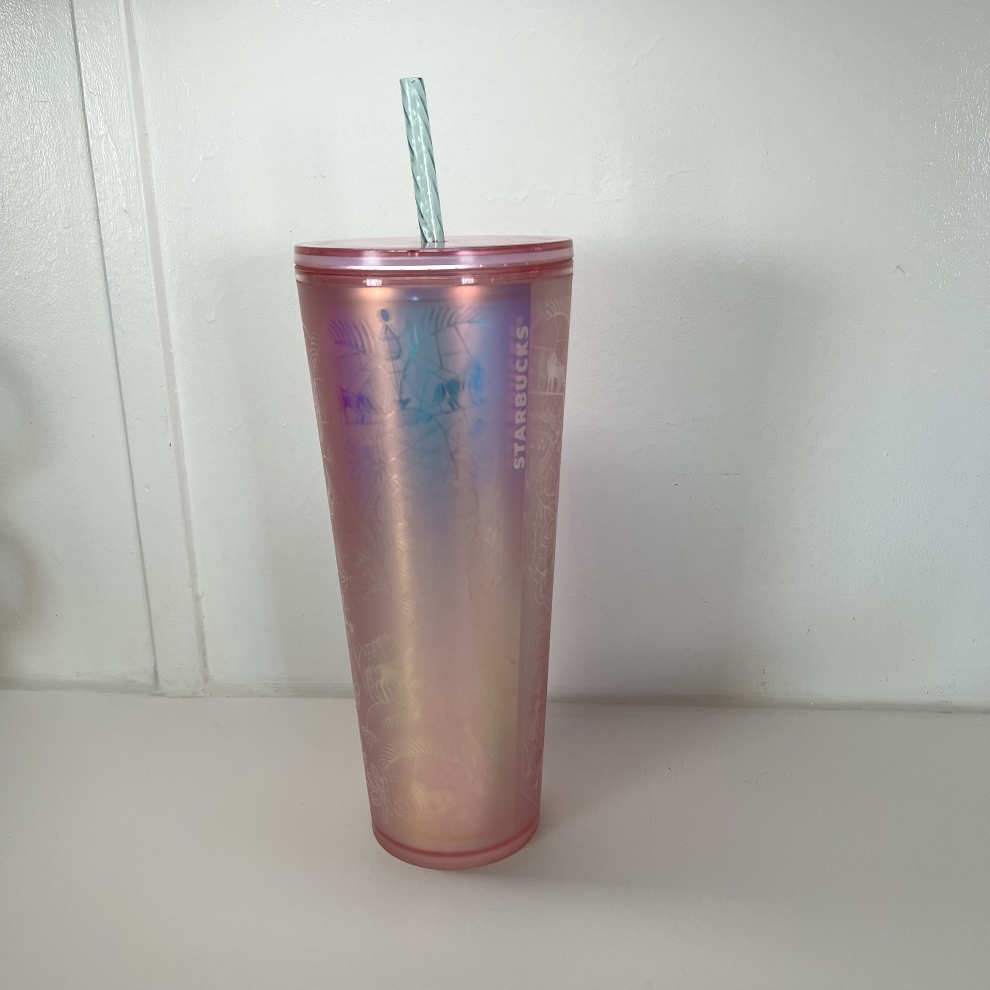Starbucks Holiday Light Pink Lace Woodland Creatures Soft Touch Tumble
