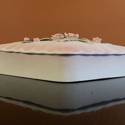 Vintage Pacific Porcelain 53/139 Diamond Shaped Covered Trinket Box Pink Roses