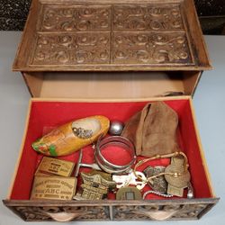 1962 Alpaca Silver Pesos Money Clip and Jewelry Box Full Of Cool Stuff