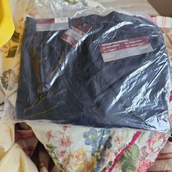 Black Strait Fit Casual Dress Slacks Flat Front Pleated Pants New 36W x 32L