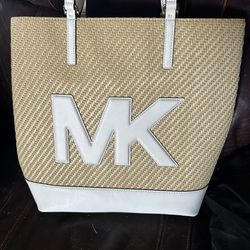 Michael Kors  Large Logo Straw Tote Bag