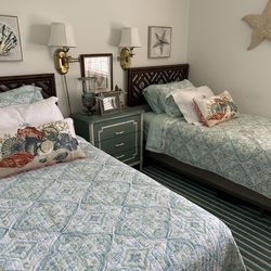 Matching Twin Beds, new mattresses,  rug, quilts, etc.