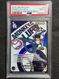 One Piece Monkey D. Luffy Promo 010 Dodgers X One Piece Night PSA 10 Gem Mint