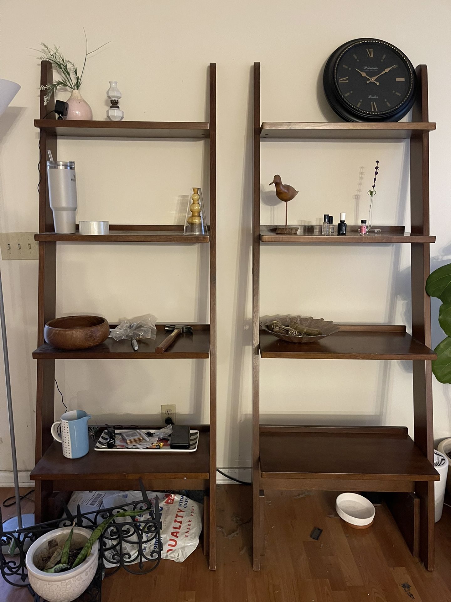 Two Pier One Ladder Shelves