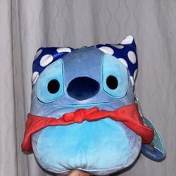 Disney Squishmallows Super Hero Stitch Laundry Bra Cape 6” Plush With Tag