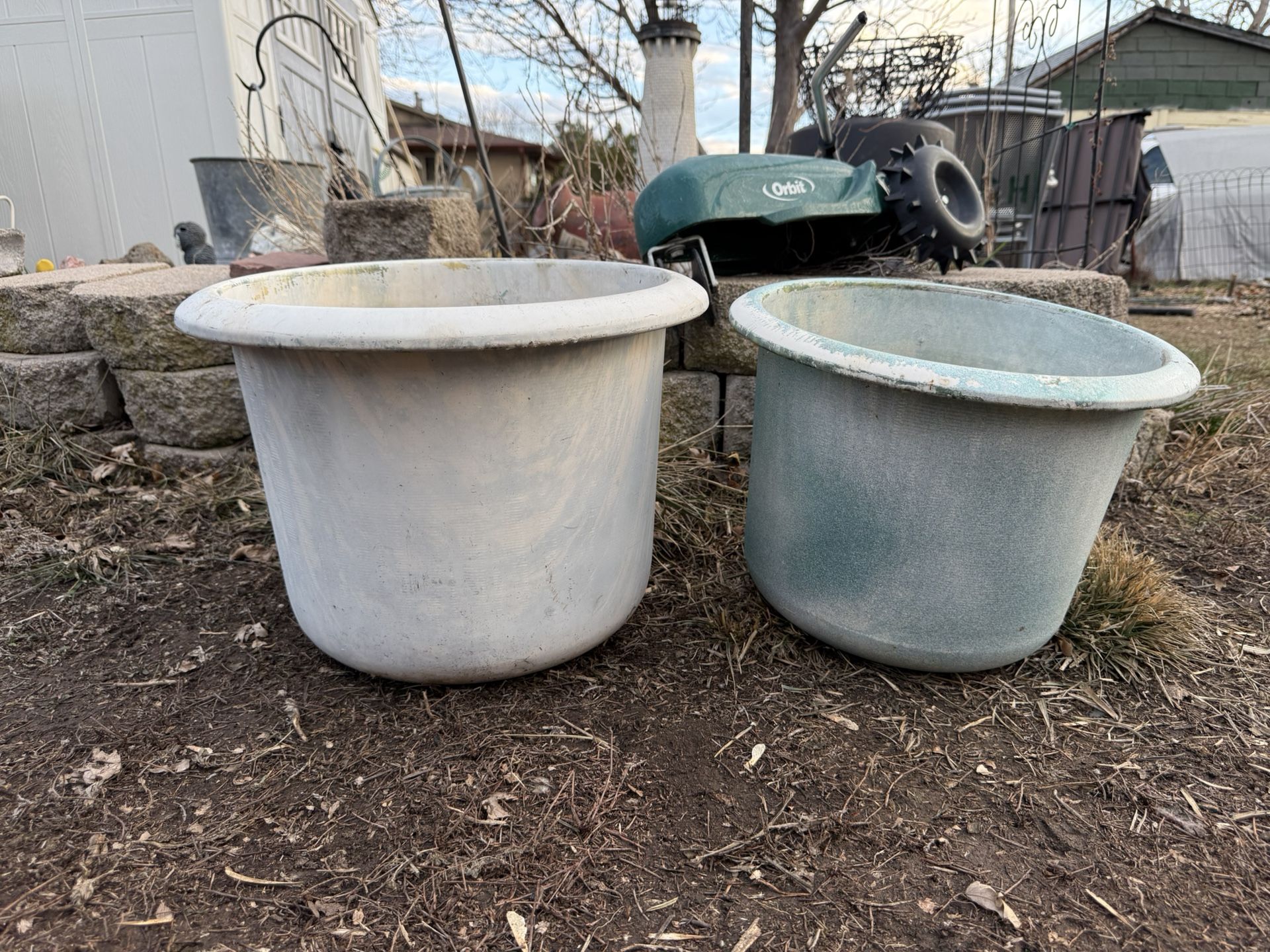 2 Vintage Metal Flower Pot Pots Matching