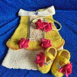 $40 Vestidito A Crochet De La Princesa Bella Para Bebe 