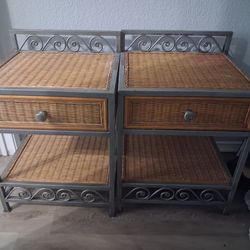 2 wicker end tables