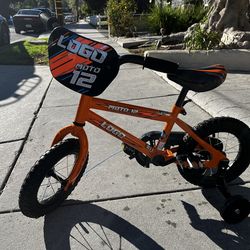 Toddler Bike with training wheels, orange