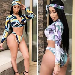 Two piece swimsuit with matching headband