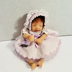 Ashton Drake Galleries Mini Realistic Newborn Beauty Purple Dress