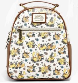Loungefly Pikachu & Evee Floral Print Backpack
