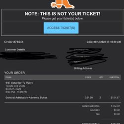 Ty Myers’s (3 Tickets)