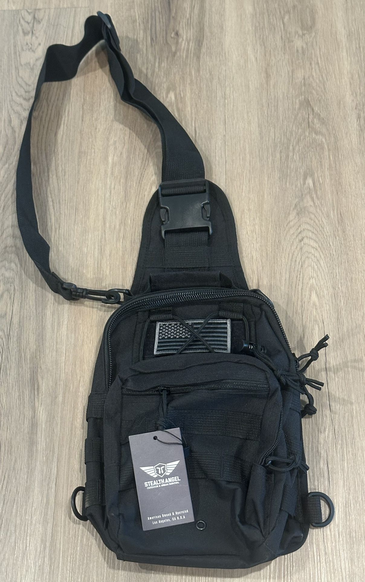 Stealth Angel Shoulder Sling Backpack Military Style Black NWT