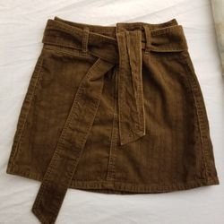 Rewash Los Angeles Brown Coduroy Belted Mini Skirt