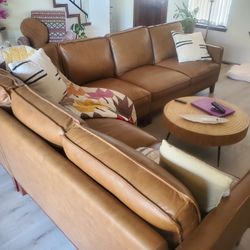 L-shape Leather Sectional 