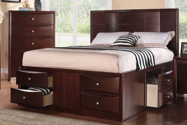 Queen bed with drawers f9233q