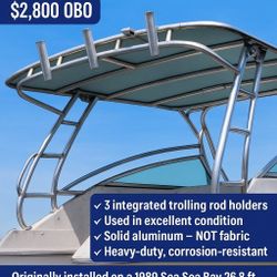 Techo Duro Aluminio Con Porta Bara Para Bote De 24 A 28 Pies
