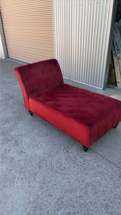 Red Velvet Tufted Chaise Lounge