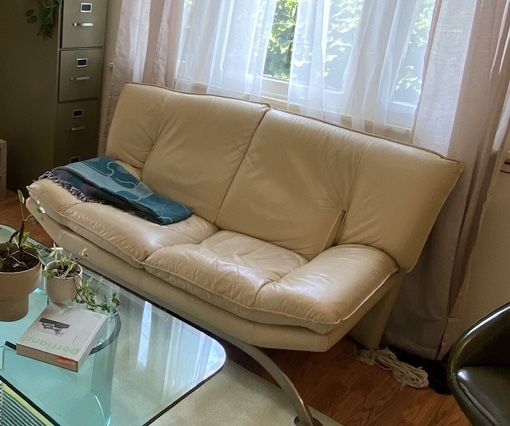 Vintage Postmodern Nicoletti Italian Leather Sofa