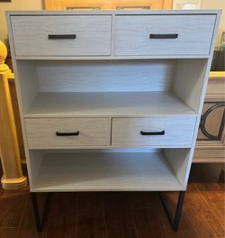 Modern 4-Drawer Storage Cabinet with Open Shelves