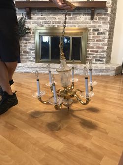 Glass and Brass chandelier