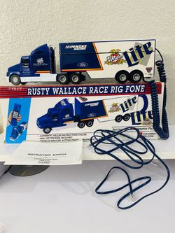 VTG Rusty Wallace Race Rig Fone Miller Lite Penske Racing Corded Phone Blue/White