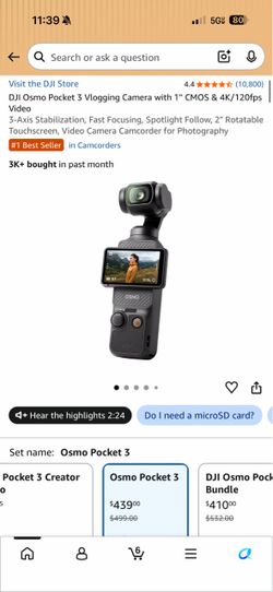 DjI pocket 3 camera