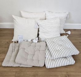 Rarely Used Assorted Pillows and Seat Cushions