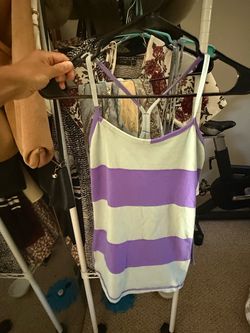 Vintage Lululemon Power Y Tank Top Striped Purple/Aqua