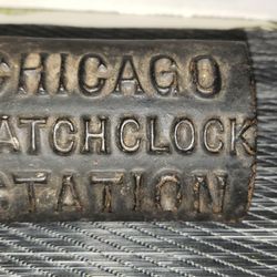 Antique Cast CHICAGO WATCH CLOCK STATION Security Box With Key Attached