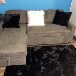 Grey L Shaped Couch/bed