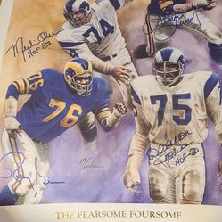 Autograph Signed Rams Fearsome Foursome Deacon Jones, Merlin Olsen, Rosey Grier, & Lamar Lundy