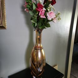 21" STUDIO ART HAND BLOWN GLASS VASE 